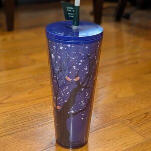 Starbucks Venti Halloween Purple Glow in the Dark Coffee Tumbler Cup & Straw‎